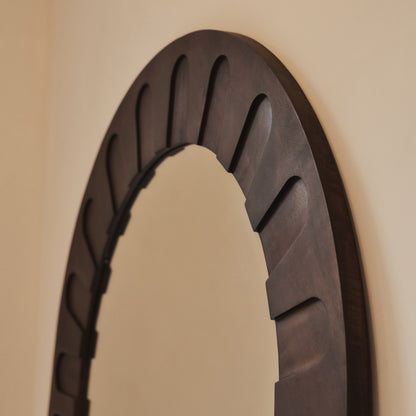 Valor - Miroir Arqué Premium Extra Large en Bois Foncé 190cm x 110cm