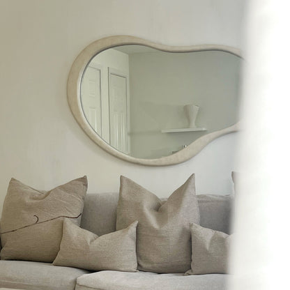Arcurva - Grand Miroir Irrégulier en Béton pour Surcheminée 130cm x 80cm