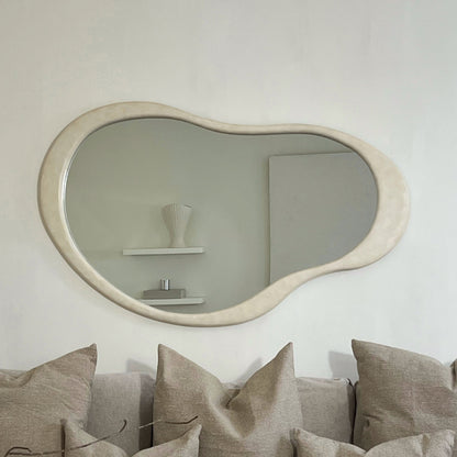 Arcurva - Grand Miroir Irrégulier en Béton pour Surcheminée 130cm x 80cm