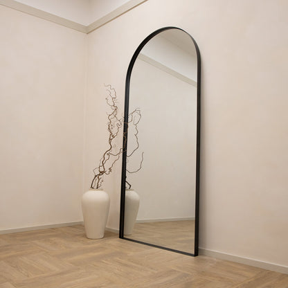 Arcus - Miroir Métallique Noir Extra Large Arqué Pleine Longueur 200cm x 90cm