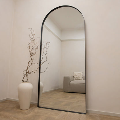 Arcus - Miroir Métallique Noir Extra Large Arqué Pleine Longueur 200cm x 90cm
