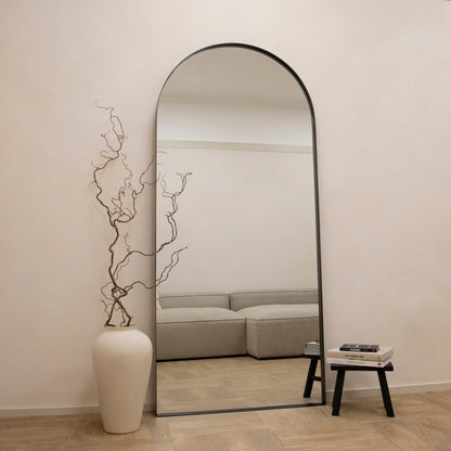 Arcus - Miroir Métallique Noir Extra Large Arqué Pleine Longueur 200cm x 90cm