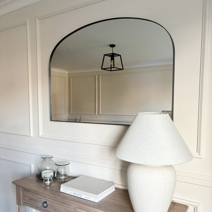 Aria - Miroir Mural Surmontant en Métal Noir 100cm x 70cm