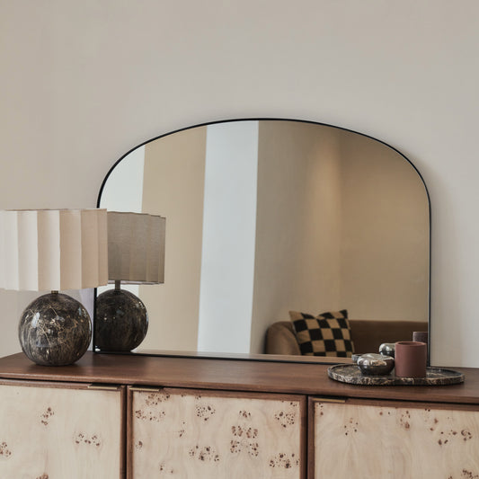 Aria - Miroir Mural Surmontant en Métal Noir 100cm x 70cm