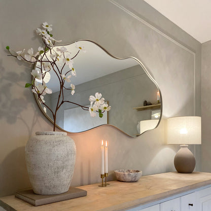 Ava - Miroir irrégulier en forme d'étang écru 125cm x 65cm