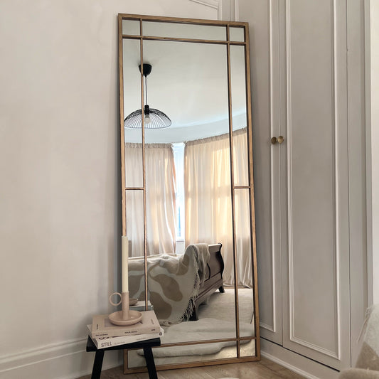 Bexley - Miroir Métallique Doré Pleine Longueur 180cm x 70cm
