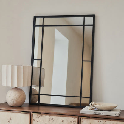 Bexley - Miroir Mural Rectangulaire Métallique Noir 100 cm x 70 cm