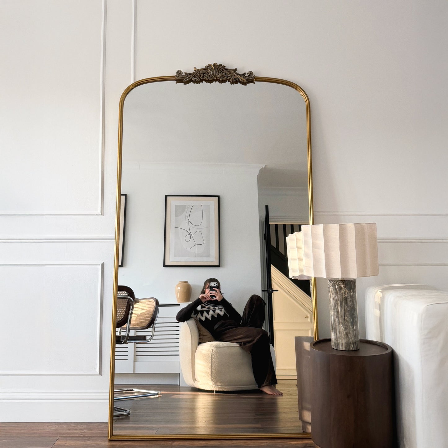 Amelia - Miroir Métallique Arqué Doré Pleine Longueur 186cm x 100cm
