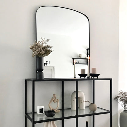Bowness - Miroir Mural Métallique Contemporain Arqué Noir 90cm x 75cm