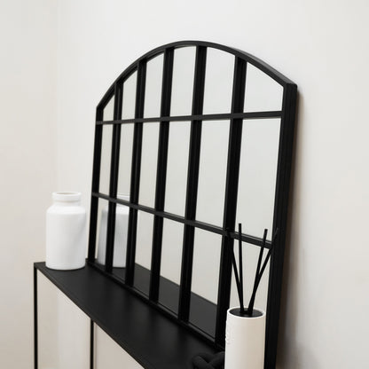 Bridgewater - Miroir industriel en métal noir arche 120cm x 80cm