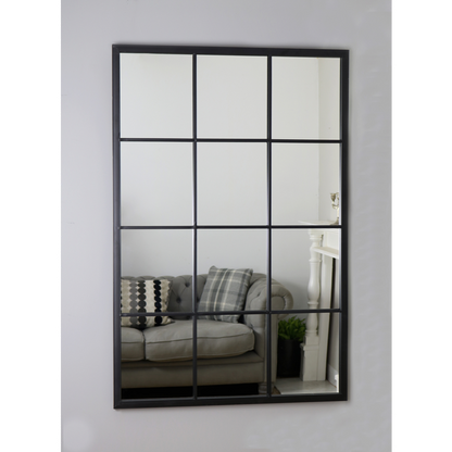 Brooklyn - Grand miroir mural en métal noir 120cm x 80cm