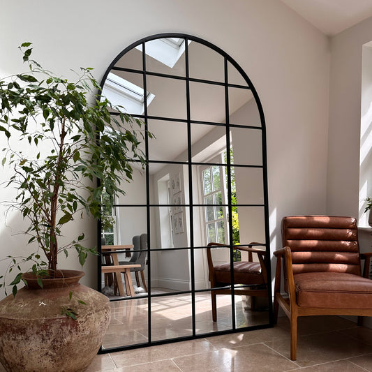 Brooklyn - Miroir Métallique Arqué Noir Extra Large Pleine Longueur 200cm x 120cm