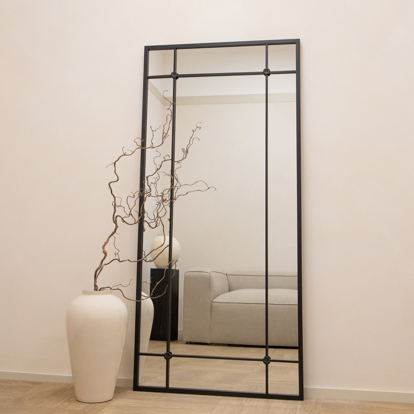 Citadella - Miroir Métallique Industriel Noir Pleine Longueur 170cm x 80cm