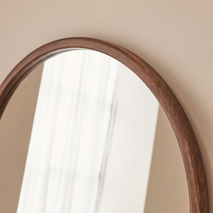 Arden - Miroir mural rond en bois foncé 70 cm x 70 cm