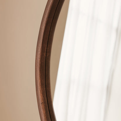 Arden - Miroir mural rond en bois foncé 70 cm x 70 cm