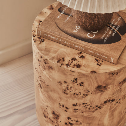 Arbour - Table d'Appoint Ronde Premium en Bois Naturel Burl