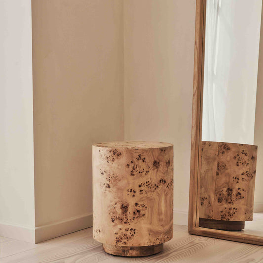 Arbour - Table d'Appoint Ronde Premium en Bois Naturel Burl