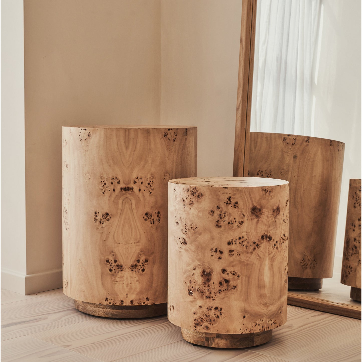 Arbour - Table d'Appoint Ronde Premium en Bois Naturel Burl