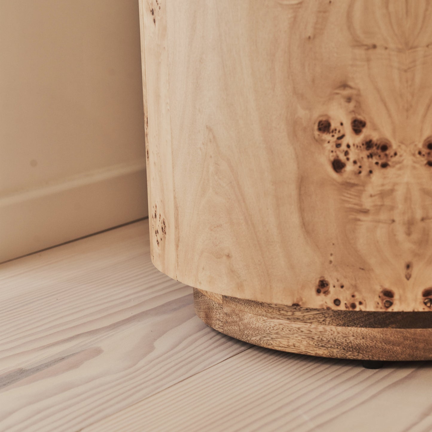 Arbour - Grande Table d'Appoint Ronde Premium en Bois Naturel de Loupe