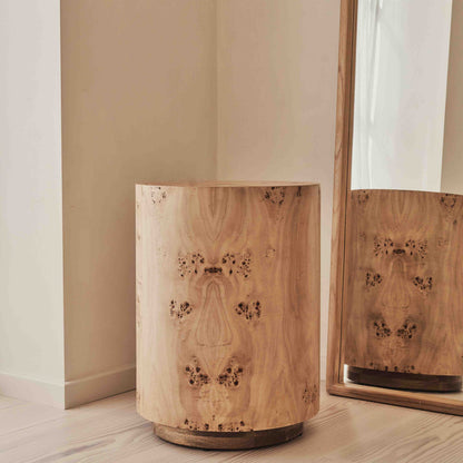 Arbour - Grande Table d'Appoint Ronde Premium en Bois Naturel de Loupe