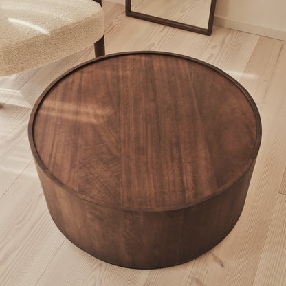 Fairmont - Table Basse Ronde Premium en Bois Foncé