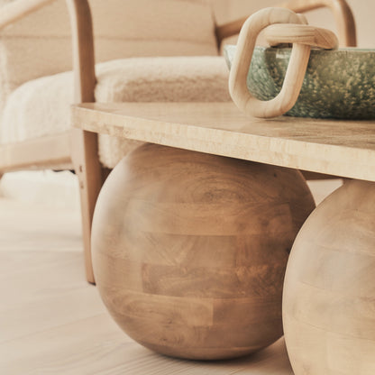 Melrose - Table basse rectangulaire premium en travertin beige et bois chaud