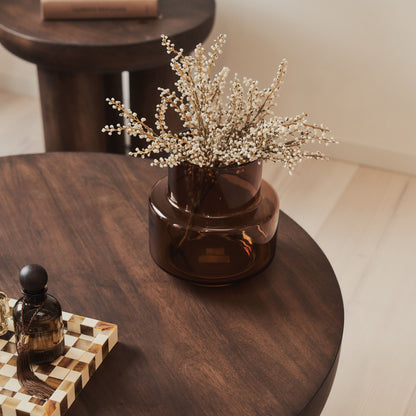 Vermont - Table Basse Ronde Premium en Bois Foncé