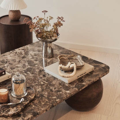 Melrose - Table basse rectangulaire premium en bois foncé avec marbre Dark Emperador