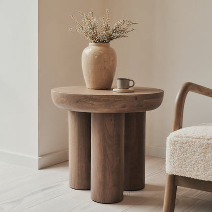 Vermont - Table d'appoint ronde premium en bois chaud