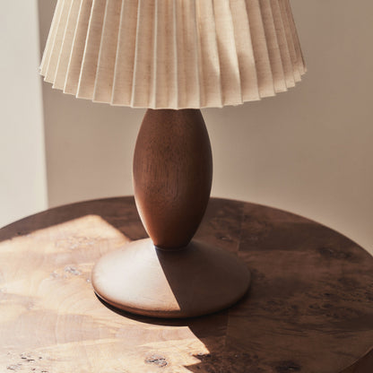 Elba - Lampe de table avec abat-jour plissé en bois foncé