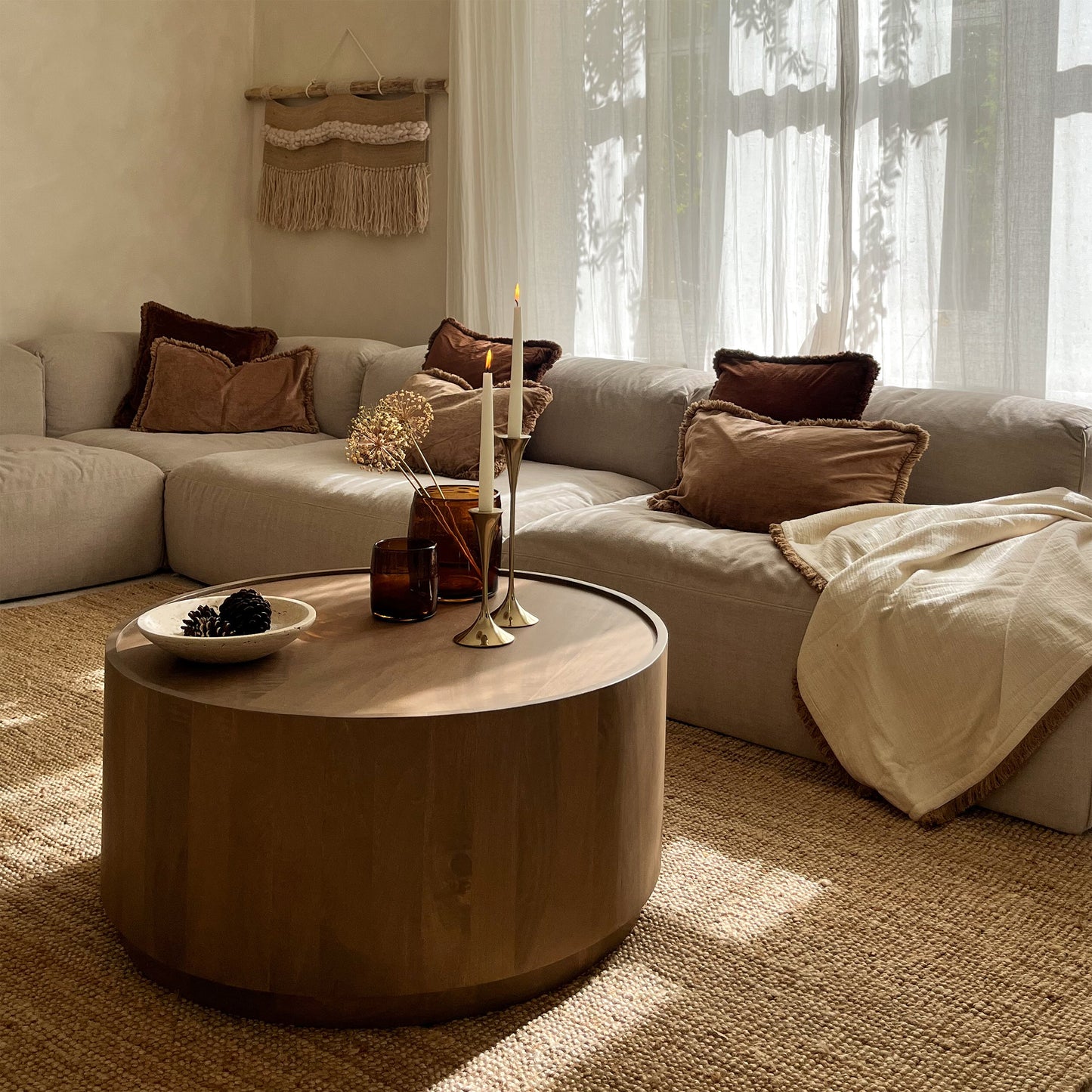 Fairmont - Table basse ronde premium en bois chaud