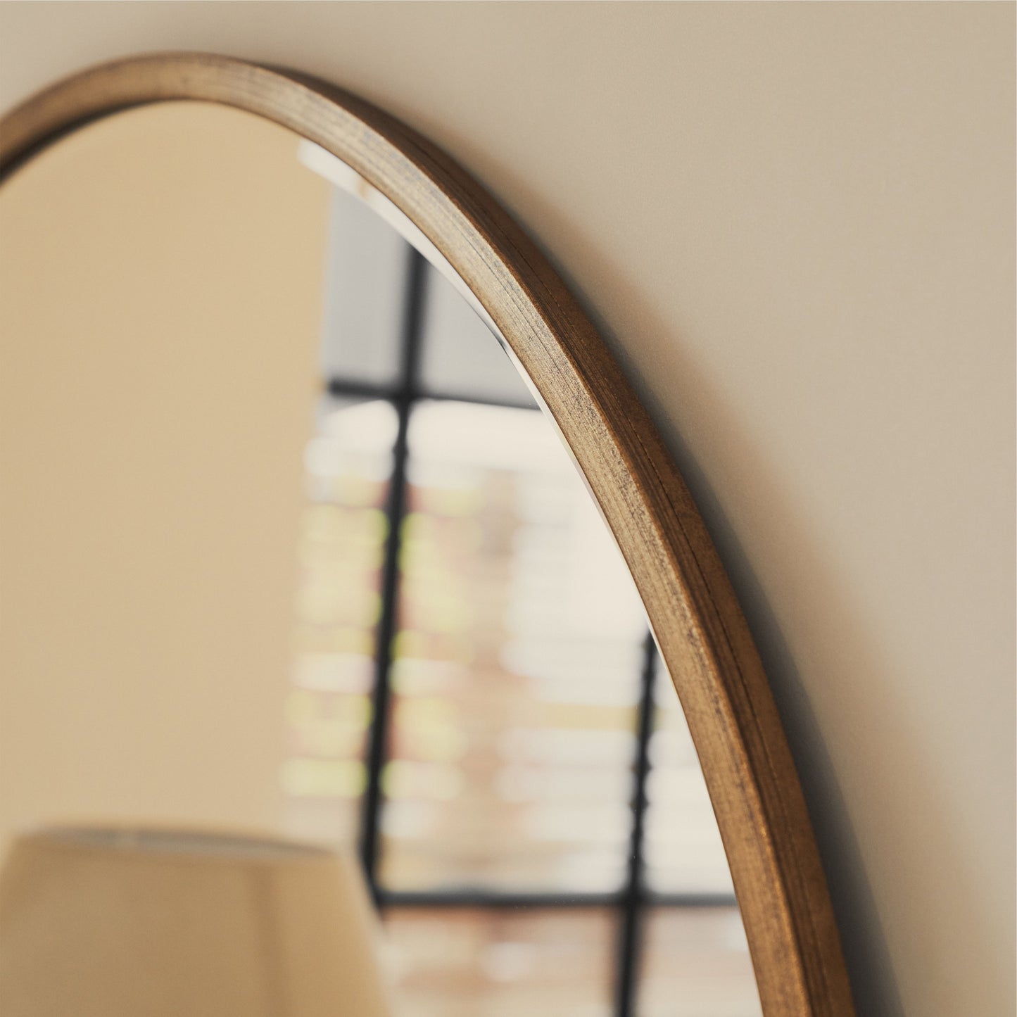 Higgins - Miroir Mural Rond Moderne en Métal Doré 100cm x 100cm