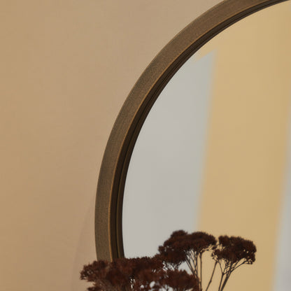 Higgins - Miroir Mural Rond Moderne en Métal Doré 40cm x 40cm