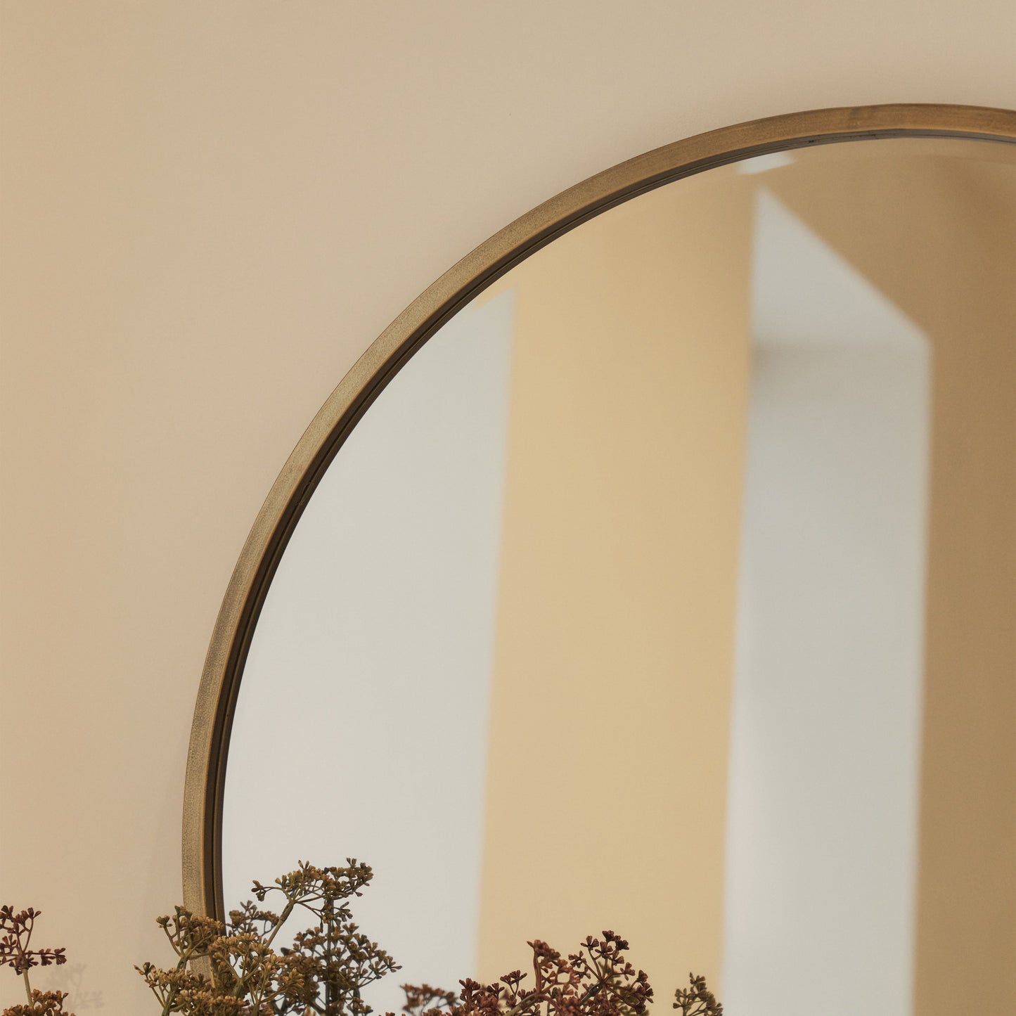 Higgins - Miroir Mural Rond Moderne en Métal Doré 80cm x 80cm