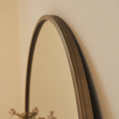 Higgins - Miroir Mural Rond Moderne en Métal Doré 80cm x 80cm