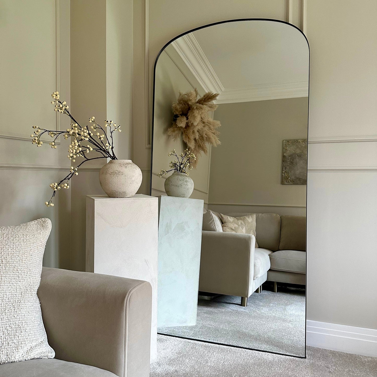 Aria - Miroir Métallique Noir Grand Format 180cm x 90cm Pleine Longueur