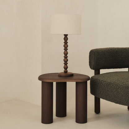 Ivy - Lampe de table à abat-jour tambour en bois foncé