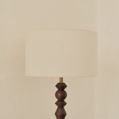Ivy - Lampadaire à abat-jour tambour en bois foncé