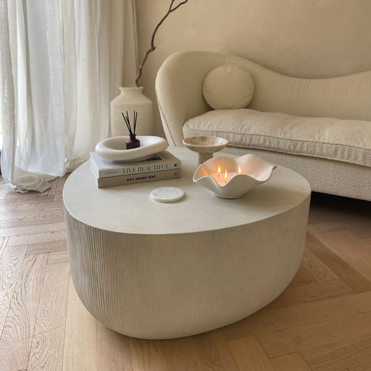 Leonardo - Table basse minimaliste en béton forme irrégulière grande