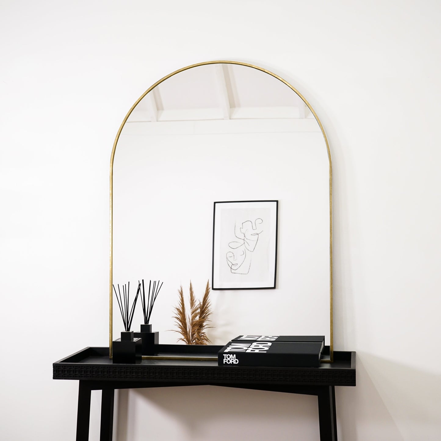 Liberty - Miroir de Cheminée Arqué en Métal Doré 120cm x 90cm
