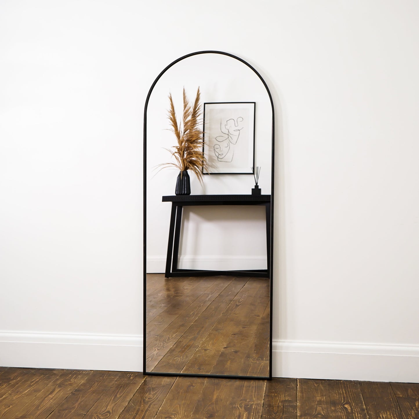 Liberty - Miroir Métallique Noir Arqué Grand Format 160cm x 60cm