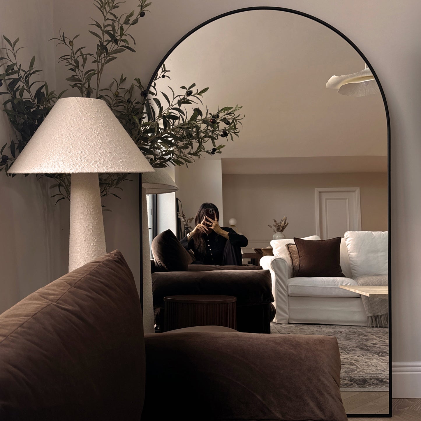Liberty - Miroir Métallique Arqué Noir Pleine Longueur 180cm x 110cm