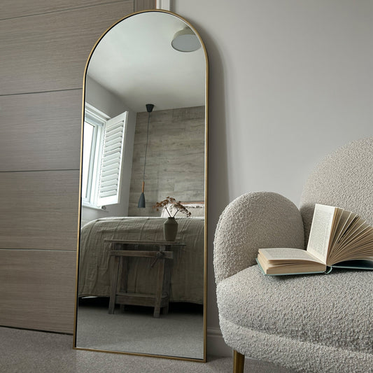 Liberty - Miroir Métallique Arqué Grand Pleine Longueur Or 160cm x 60cm