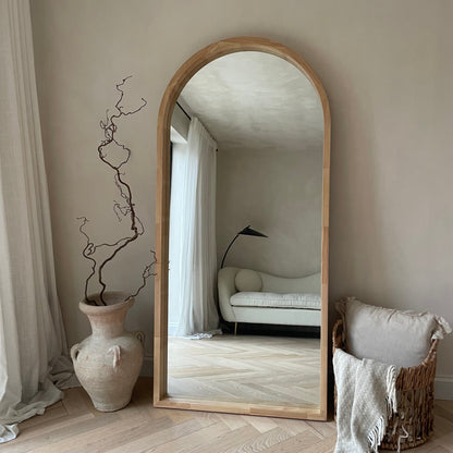 Lilia - Miroir en bois clair arqué pleine longueur 170 cm x 80 cm