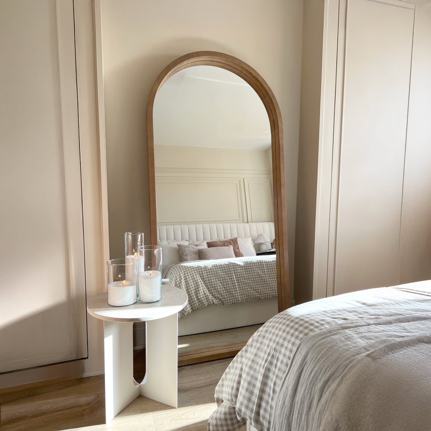 Lilia - Miroir en bois chaud plein pied arche 170cm x 80cm