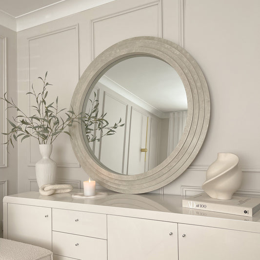 Luciana - Miroir Mural Rond en Béton 110cm x 110cm