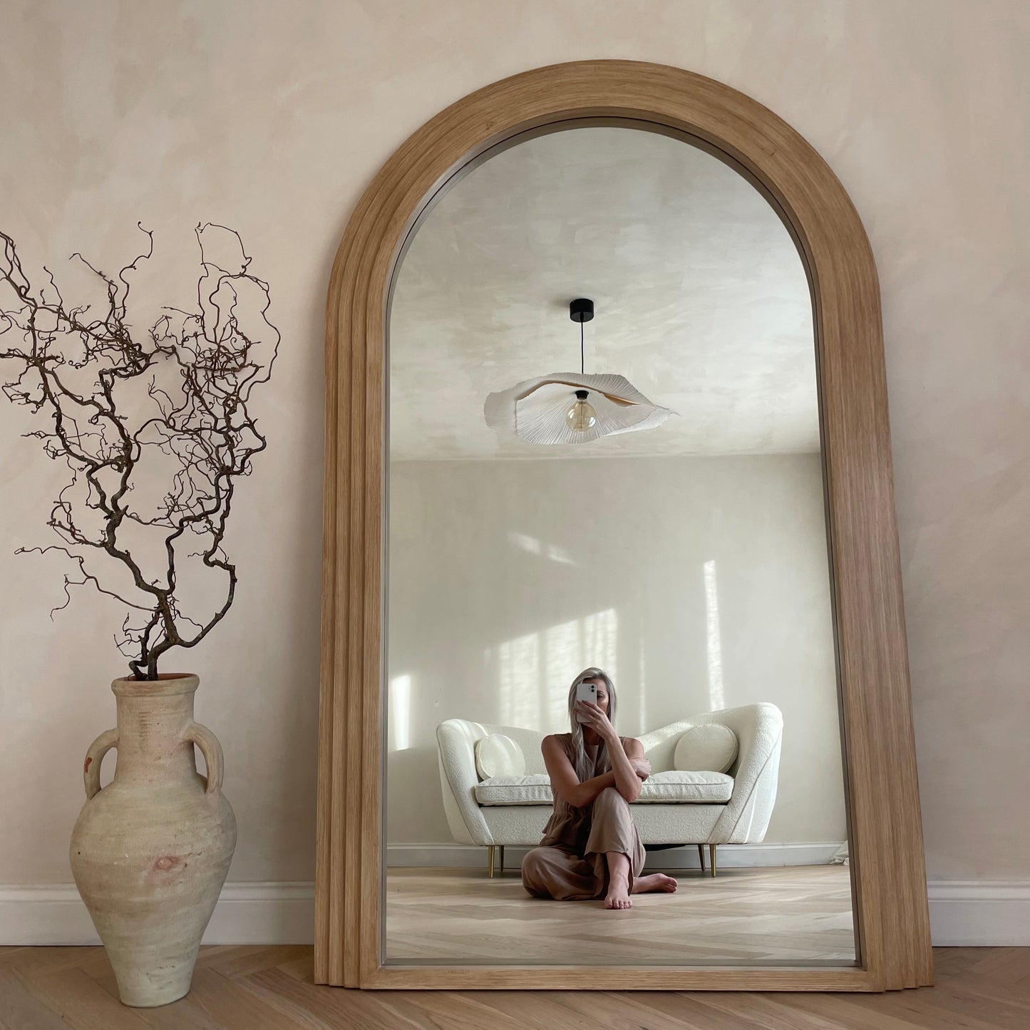 Luciana - Miroir en bois lavé arche pleine longueur 180cm x 110cm