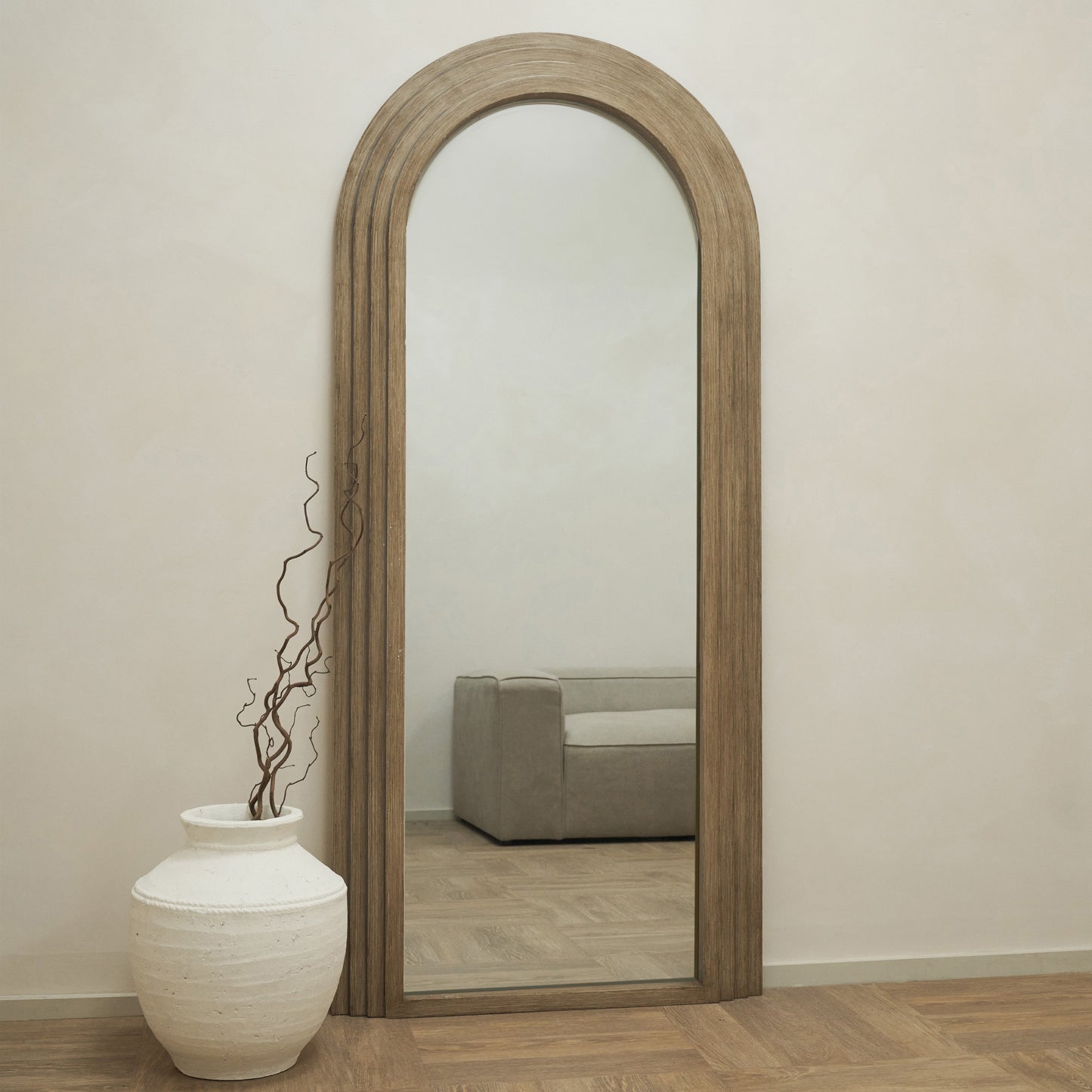 Luciana - Miroir en bois lavé plein pied arqué 180 cm x 80 cm