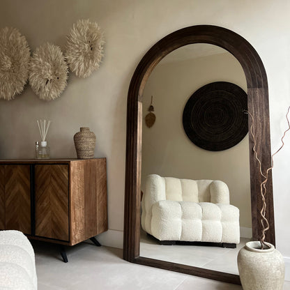 Luciana - Miroir en bois brûlé arqué pleine longueur 180cm x 110cm