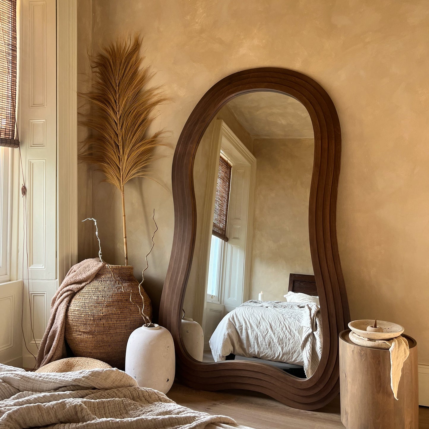 Luciana - Miroir Extra Large Pleine Longueur Bois Foncé Irregular 200cm x 115cm
